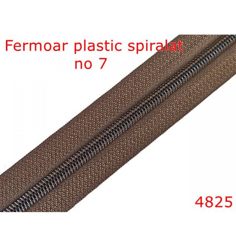 4825/Fermoar plastic spiralat pentru confectii maochinarie-no 7--poliester--maron-----