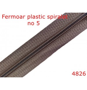 4826/Fermoar plastic spiralat pentru confectii maochinarie-no 5--poliester--tabac-----