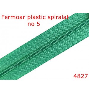 4827/Fermoar plastic spiralat pentru confectii maochinarie-no 5--poliester--verde -----