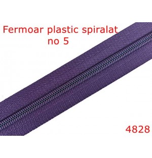 4828/Fermoar plastic spiralat pentru confectii maochinarie-no 5--poliester--mov-----