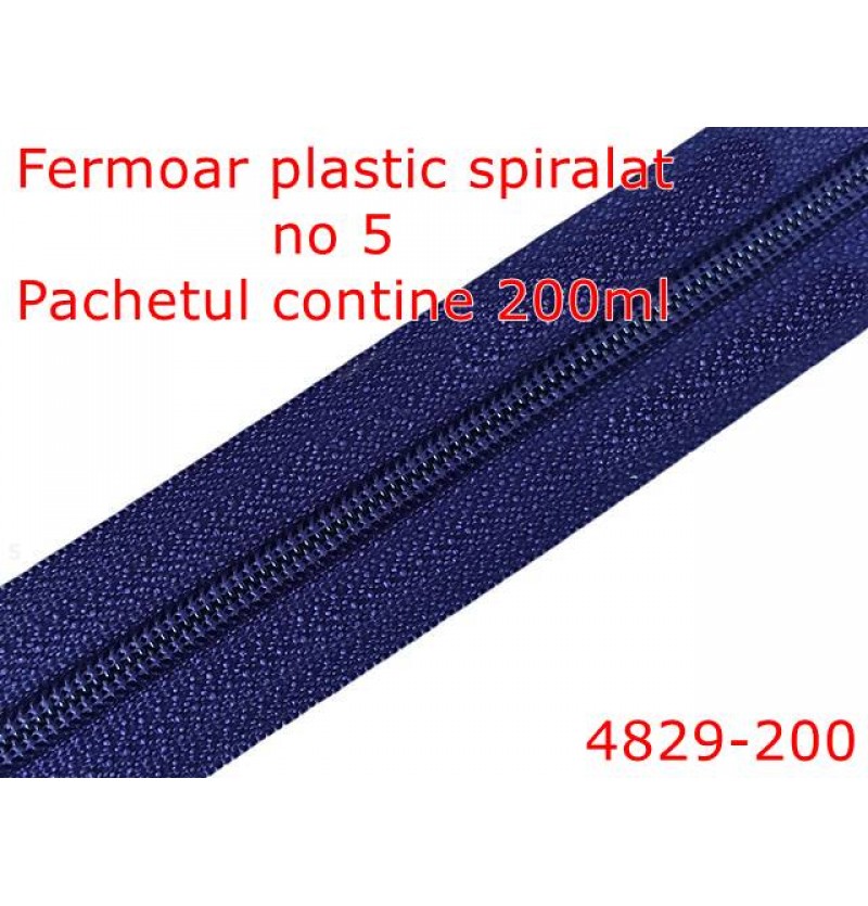 4829-200/Fermoar plastic spiralat -200mt-pentru confectii maochinarie-no 5--poliester--mov inchis-----