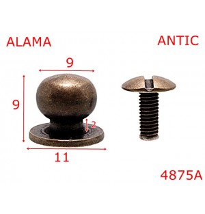 4875A/Ciupercuta opritoare  pentru pielarie-9-mm-alama--antic-----
