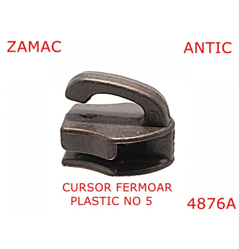 4876A/Cursor fermoar spiralat din plastic-No5--zamac--antic-