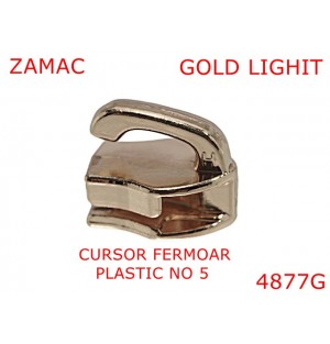 4877G/Cursor fermoar spiralat din plastic-No5--zamac--gold light-