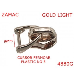 4880G/Cursor fermoar spiralat din plastic-No5-mm-zamac--gold light-----