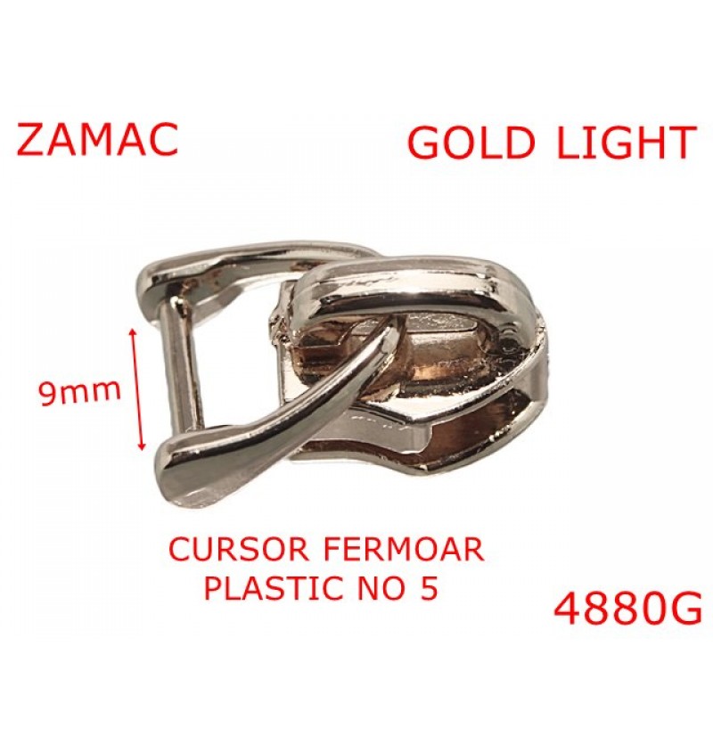 4880G/Cursor fermoar spiralat din plastic-No5--zamac--gold light-