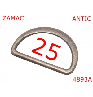 4893A/Inel D turnat pentru marochinarie incaltaminte-25-mm-zamac--antic-3B7----