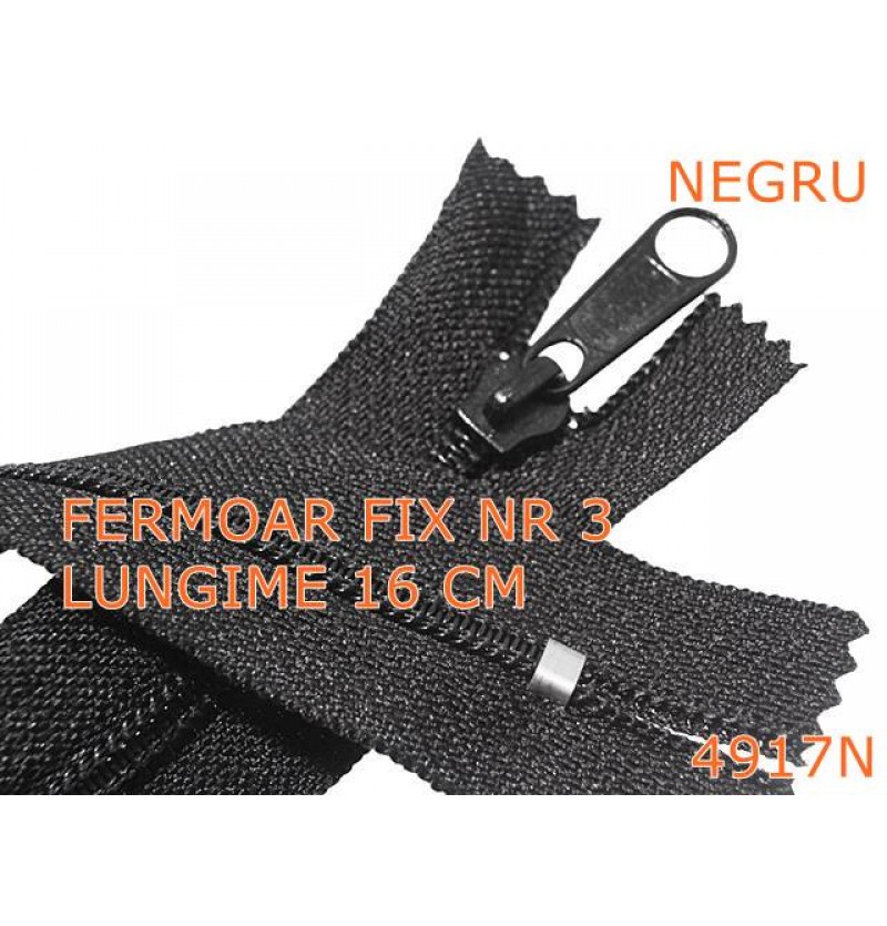 4917N/Fermoar spiralat fix lungime 16 cm-No3--poliester--negru-