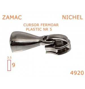 4920/Cursor fermoar plastic articole de marochinarie-No5-mm-zamac--nichel-----