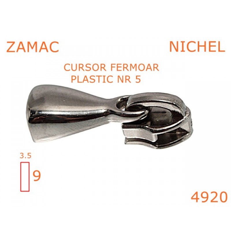 4920/Cursor fermoar plastic articole de marochinarie-No5--zamac--nichel-
