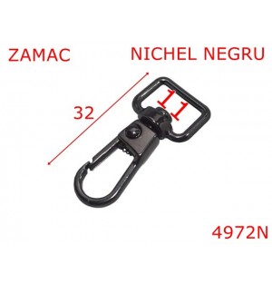4972N/Minicarabina marochinarie pentru plicuri-11-mm-zamac--nichel negru-5Y9----