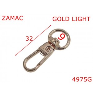 4975G/Minicarabina marochinarie pentru plicuri-9-mm-zamac--gold light-5D9----