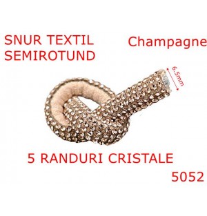 5052/Snur textil cu strass-uri  semirotund-6.5-mm-textil--champagne-----