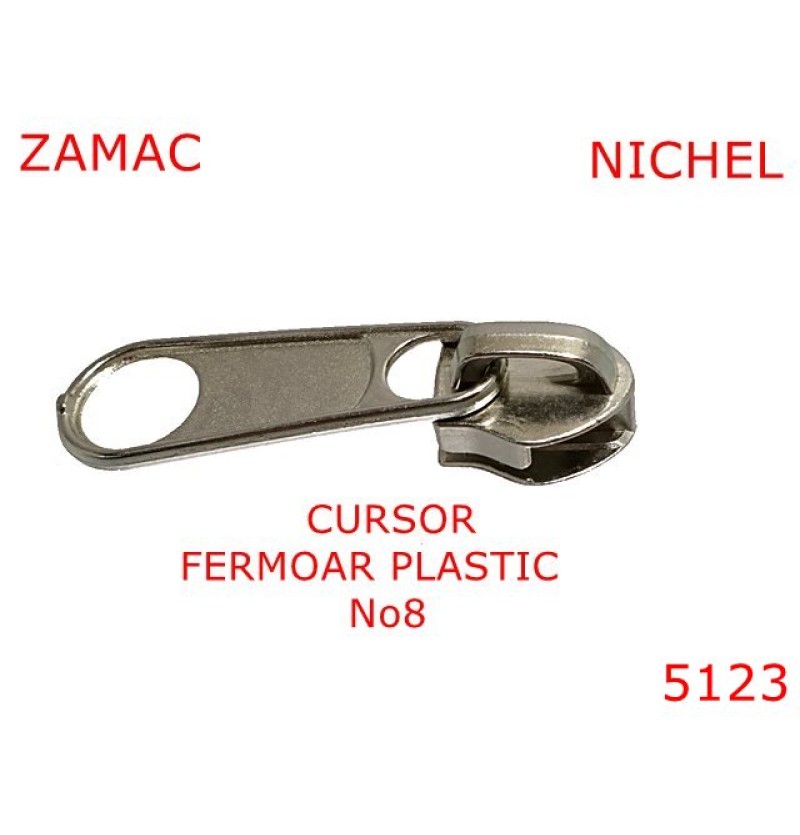 5123/Cursor pentru fermoar plastic spiralat-no 8--zamac--nichel-----