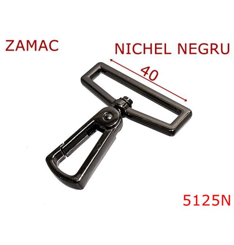 5125N/Carabina pentru genti  posete sau borsete-40-mm-zamac--nichel negru--5A7---