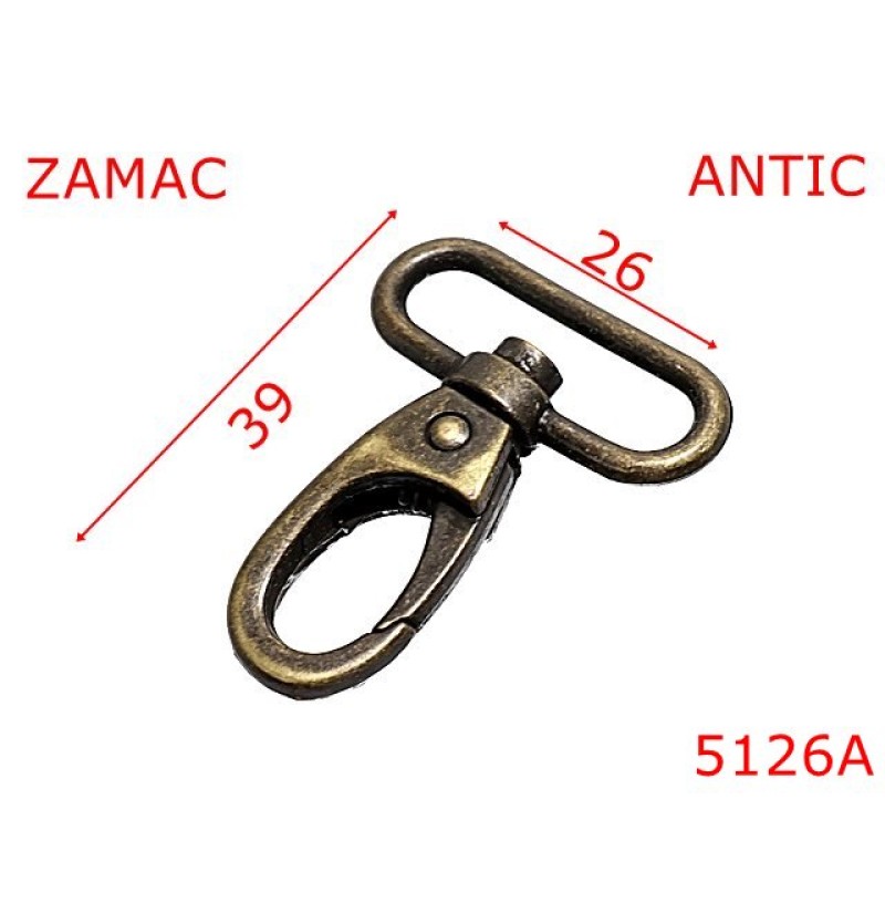 5126A/Carabina pentru genti posete sau borsete-26-mm-zamac--antic--6A5--- 5126A/Carabina pentru genti posete sau borsete-26-mm-zamac--antic--6A5---