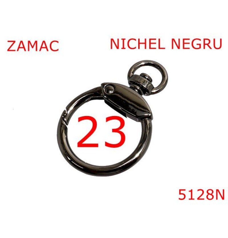 5128N/Carabina inel rotund pentru posete si genti-23-mm-zamac--nichel negru--6i4---