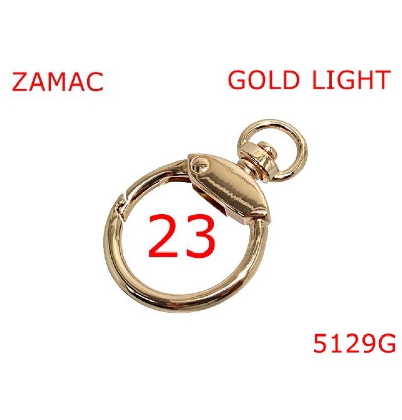 5129G/Carabina inel rotund pentru posete si genti-23-mm-zamac--Gold light--6i4-6i6