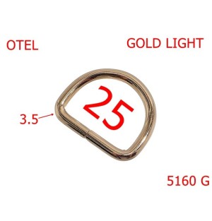 5160G/Inel semirotund pentru genti posete borsete-25-mm-otel-3.5-gold light-2D4----