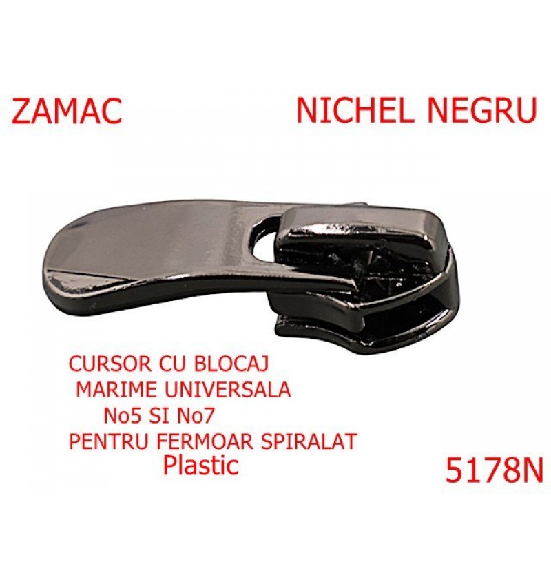 5178N/Cursor Universal 5-7 Cu Blocaj Pentru Fermoar Spiralat-No5-7--zamac--nichel negru----- 5178N/Cursor Universal 5-7 Cu Blocaj Pentru Fermoar Spiralat-No5-7--zamac--nichel negru-----