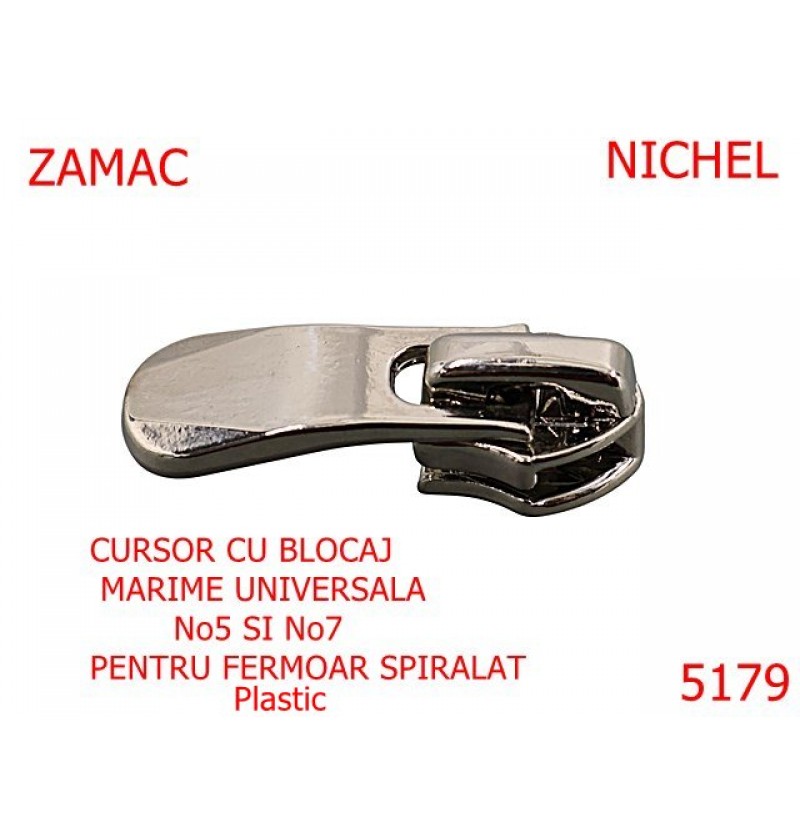 5179/Cursor Universal 5-7 Cu Blocaj Pentru Fermoar Spiralat-No5-7--zamac--nichel----- 5179/Cursor Universal 5-7 Cu Blocaj Pentru Fermoar Spiralat-No5-7--zamac--nichel-----