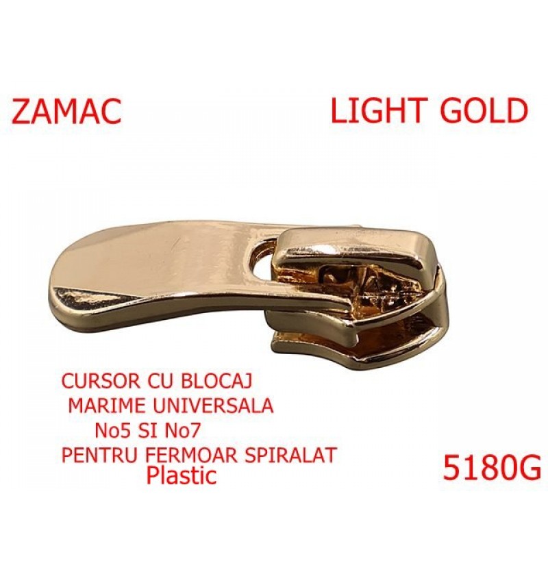 5180G/Cursor Universal 5-7 Cu Blocaj Pentru Fermoar Spiralat-No5-7--zamac--gold light----- 5180G/Cursor Universal 5-7 Cu Blocaj Pentru Fermoar Spiralat-No5-7--zamac--gold light-----