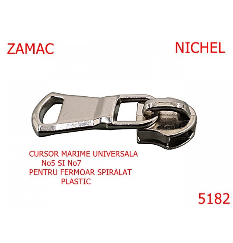 5182/Cursor Universal 5-7 Pentru Fermoar Spiralat-No5-7--zamac--nichel----- 5182/Cursor Universal 5-7 Pentru Fermoar Spiralat-No5-7--zamac--nichel-----