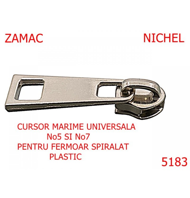 5183/Cursor Universal 5-7 Pentru Fermoar Spiralat-No5-7--zamac--nichel----- 5183/Cursor Universal 5-7 Pentru Fermoar Spiralat-No5-7--zamac--nichel-----