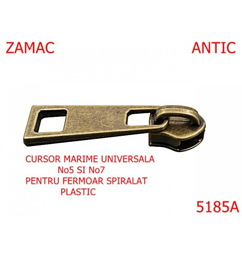 5185A/Cursor Universal 5-7 Pentru Fermoar Spiralat-No5-7--zamac--antic----- 5185A/Cursor Universal 5-7 Pentru Fermoar Spiralat-No5-7--zamac--antic-----