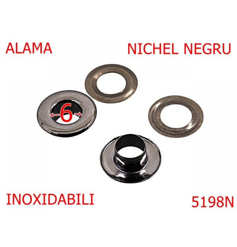 5198N/Ocheti Plati Inoxidabili-6-mm-alama--nichel negru-----