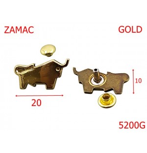 5200G/Ornament Bufalo -20X10-mm-zamac--gold light--10A26