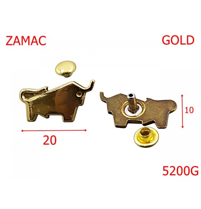5200G/Ornament Bufalo -20X10-mm-zamac--gold light--10A26