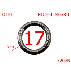 5207N/Inel Rotund Marochinarie  ,Pielarie-17-mm-otel-3-nichel negru-----