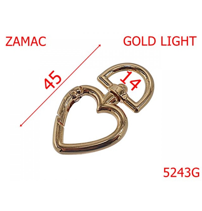 5243G/Carabina Inima Articole Marochinarie -14-mm-zamac--gold light--23E10 5243G/Carabina Inima Articole Marochinarie -14-mm-zamac--gold light--23E10