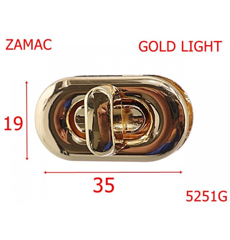5251G/Inchizatoare Ovala Pentru Poste Genti -35X19-mm-zamac--gold light---13L7