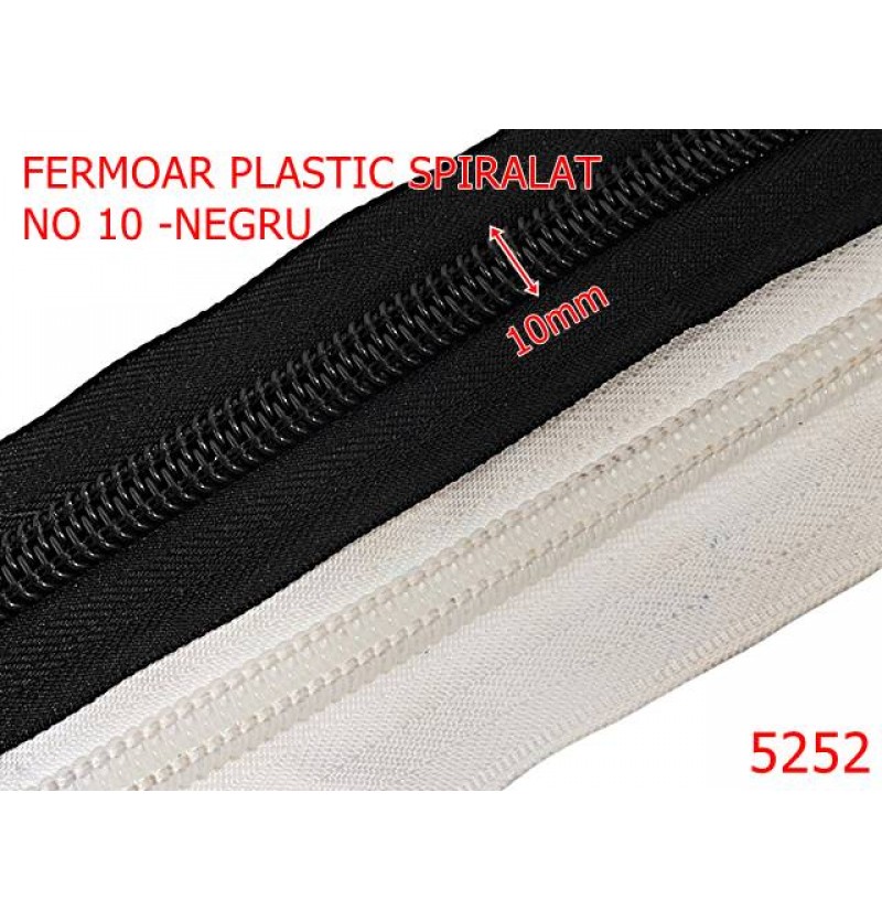 5252/Fermoar Spiralat Din Plastic-NO10-mm-poliester--negru-----