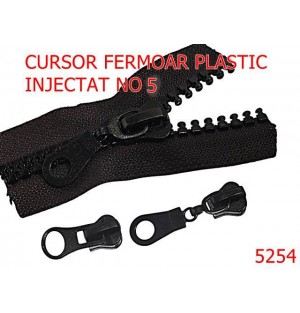 5254/Cursor Fermoar Plastic Injectat -NO5 -mm-zamac--negru-----
