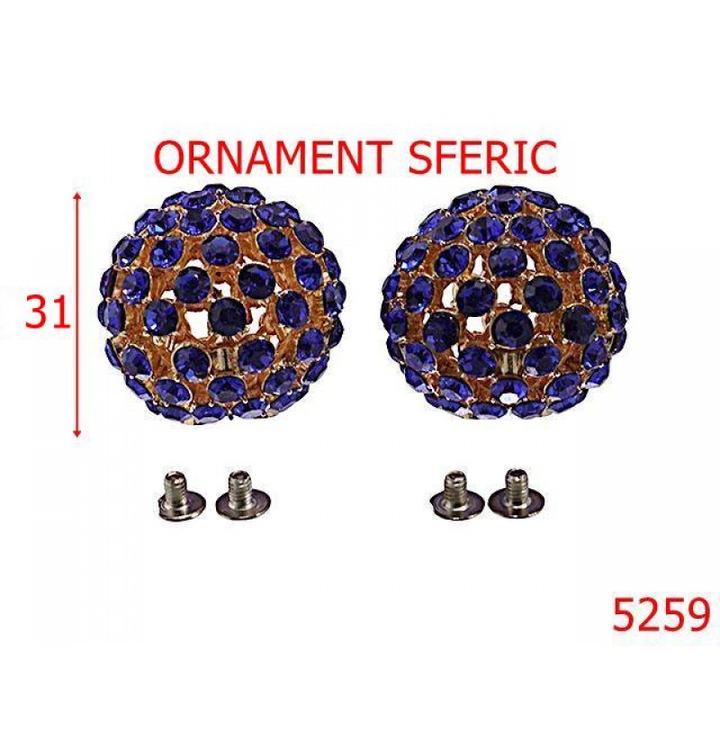 5259/Ornament Sferic Pentru Incaltaminte-31-mm-zamac--albastru-----