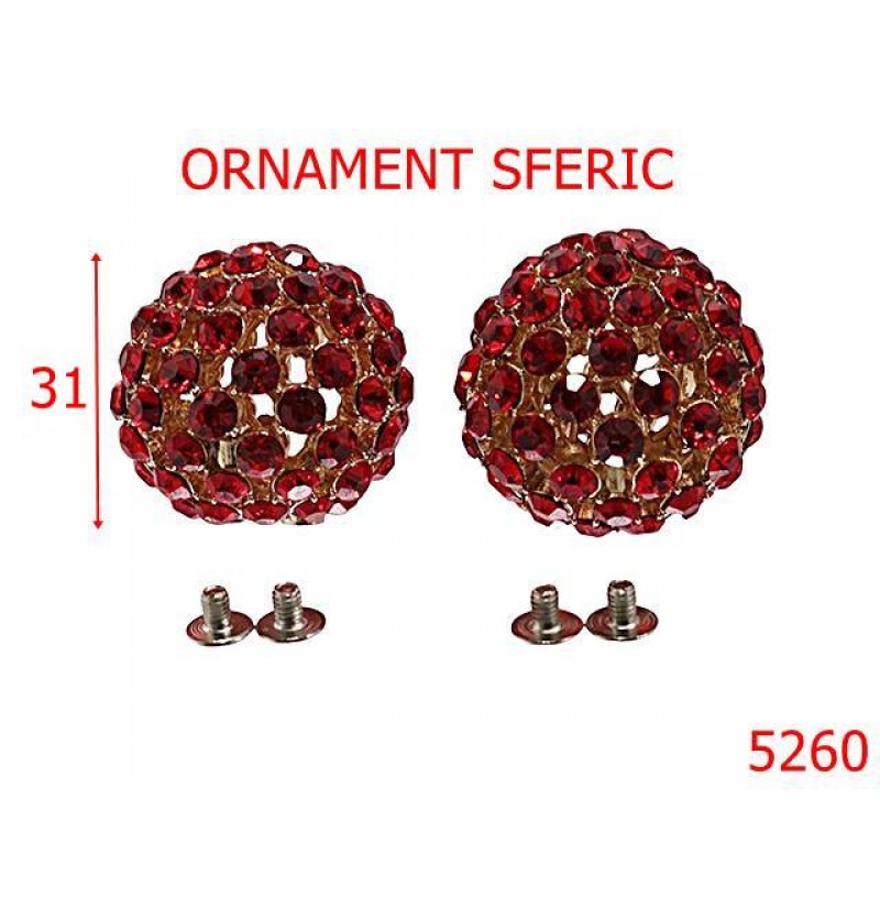 5260/Ornament Sferic Pentru Incaltaminte-31-mm-zamac--rosu-----