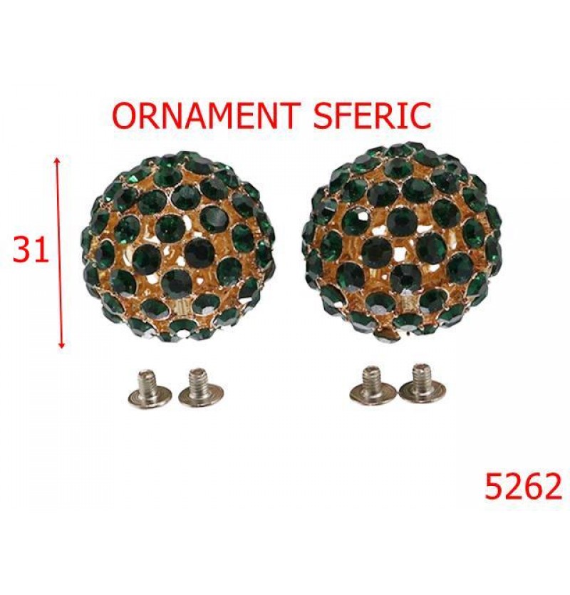 5262/Ornament Sferic Pentru Incaltaminte-31-mm-zamac--verde-----