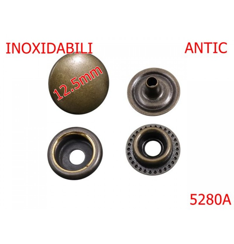 5280A/Butoni Tip  Manusa Inoxidabili-12.5-mm-alama--antic-----