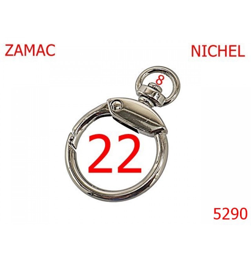 5290/Carabina Inel Rotund Pentru Posete Si Genti-22-mm-zamac--nichel--23e2
