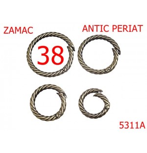 5311A/Inel Carabina Ornamental Pielarie-38-mm-zamac--antic periat-----