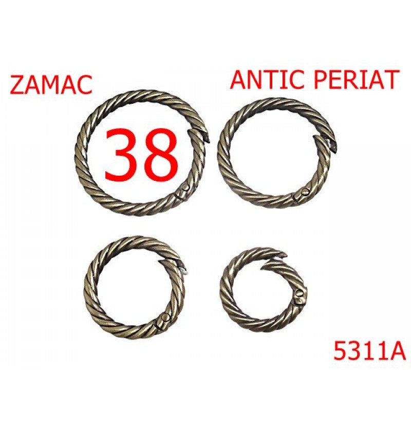5311A/Inel Carabina Ornamental Pielarie-38-mm-zamac--antic periat-----
