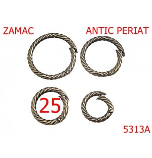 5313A/Inel Carabina Ornamental Pielarie-25-mm-zamac--antic periat-----