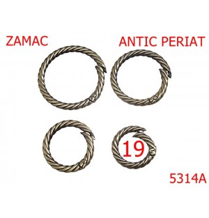 5314A/Inel Carabina Ornamental Pielarie-19-mm-zamac--antic periat-----