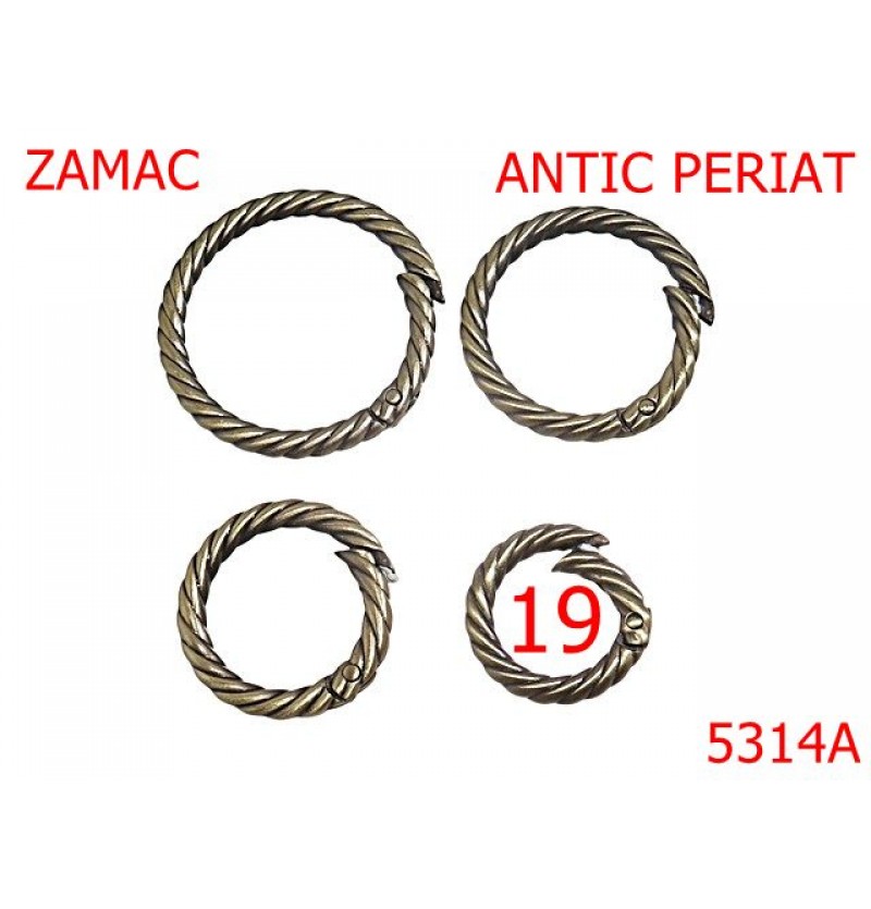 5314A/Inel Carabina Ornamental Pielarie-19-mm-zamac--antic periat-----