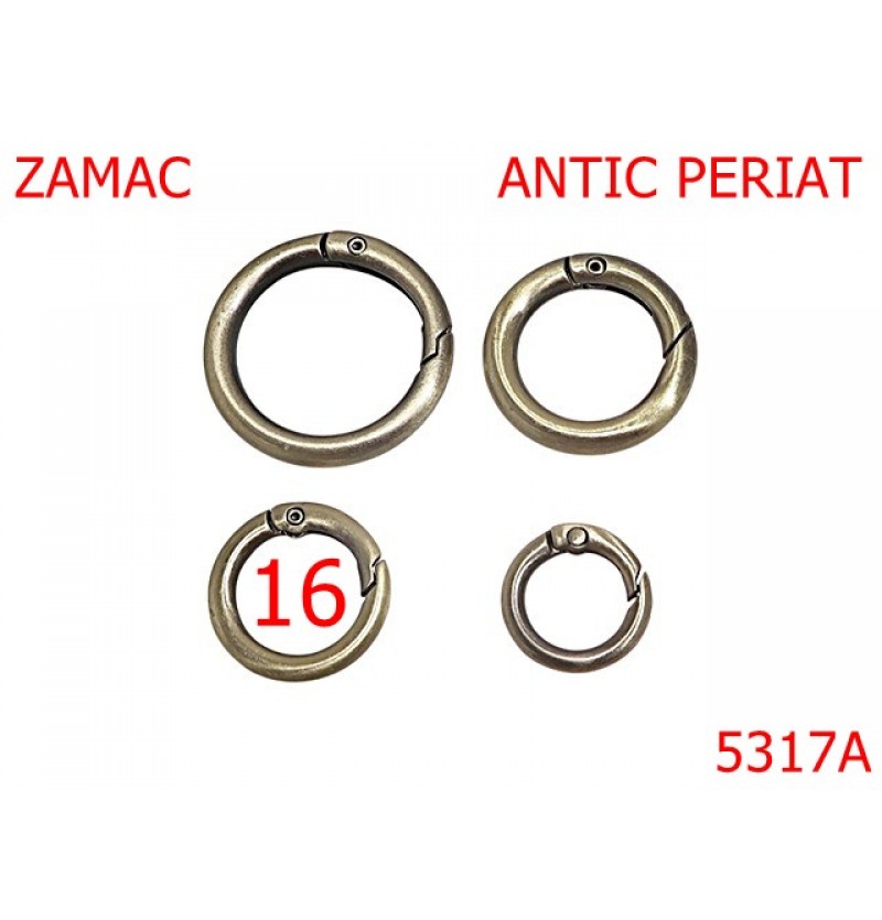 5317A/Inel Carabina Marochinarie-16-mm-zamac--antic periat--2317A 5317A/Inel Carabina Marochinarie-16-mm-zamac--antic periat--2317A