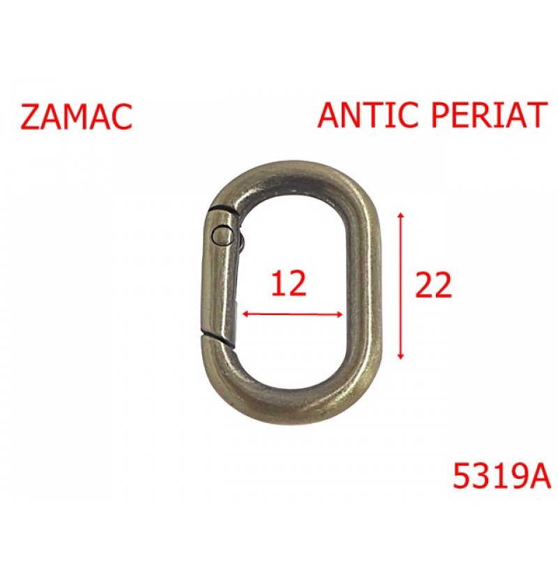 5319A/Inel Carabina Oval Pentru Genti-22-mm-zamac--antic periat-----