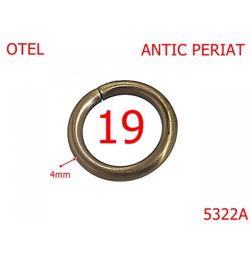5322A/Inel Rotund Pentru Pielarie-19-mm-otel-4-antic periat-----